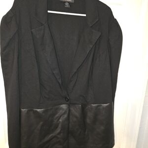 Ashley Stewart Black Blazer with Leather Details